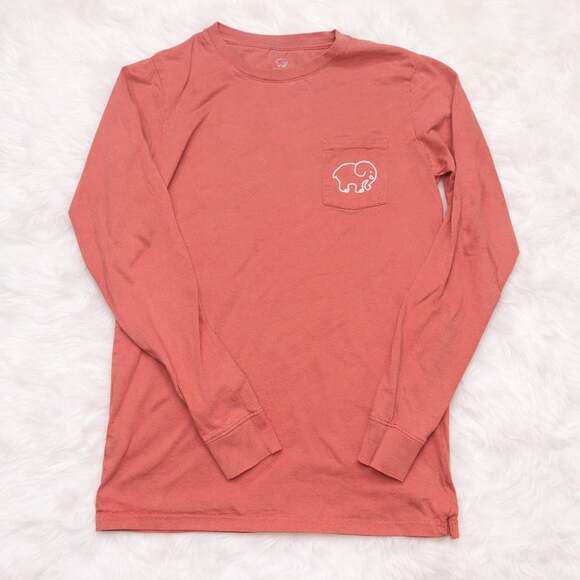 Ivory Ella Tops - Ivory Ella Coral Long Sleeve Tee Small Elephant Logo Graphic Shirt